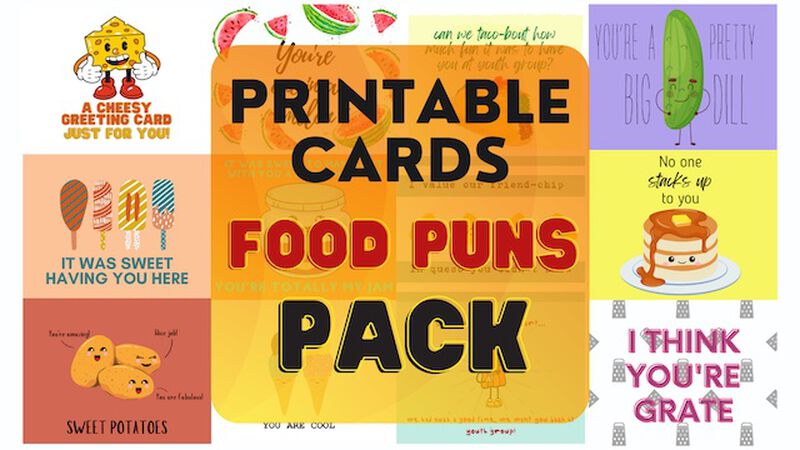 Printable Cards for Ministry - Food Pun Pack